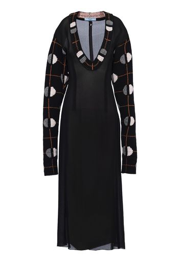 Prada Jacquard-Kleid mit Blumenmuster - Schwarz