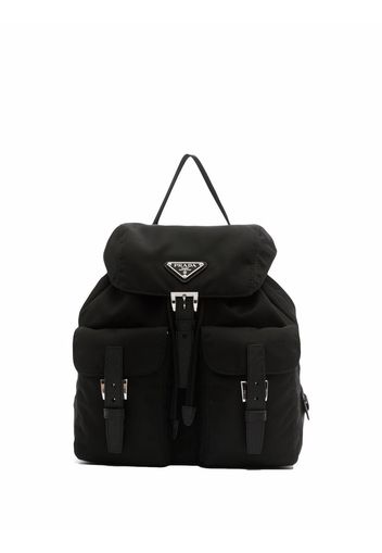 Prada Rucksack mit Logo-Schild - Schwarz