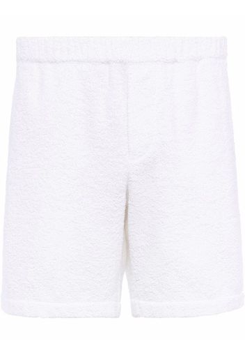 Prada Frottee-Shorts mit Logo-Schild - Weiß