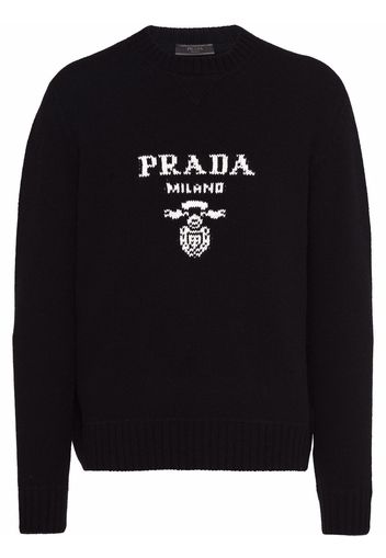 Prada logo intarsia-knit jumper - Schwarz