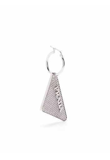 Prada triangle logo plaque earring - Silber