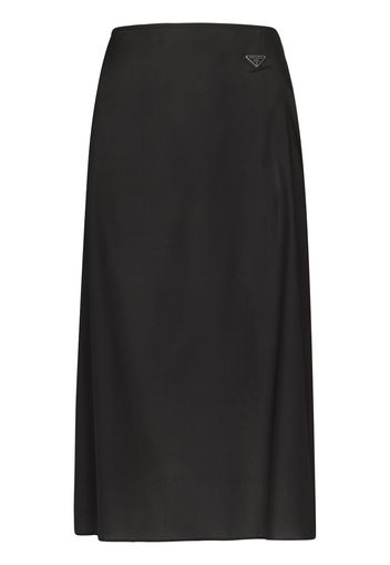 Prada PRADA HW LOGO SLK ALINE MIDI SKIRT BLK - Schwarz