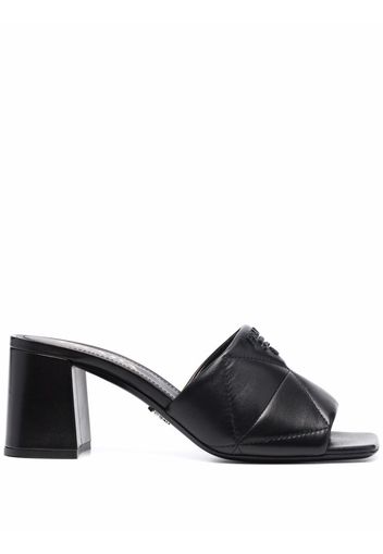 Prada 65mm logo-detail quilted leather mules - Schwarz