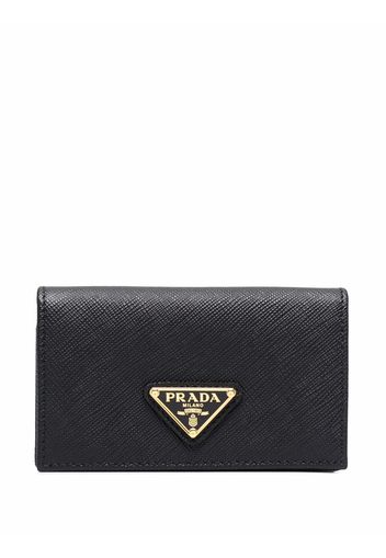 Prada logo-plaque leather wallet - Schwarz