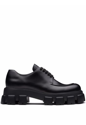 Prada Monolith brushed leather lace-up shoes - Schwarz