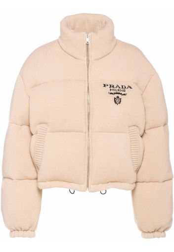 Prada Gefütterte Kaschmirjacke mit Logo - Nude