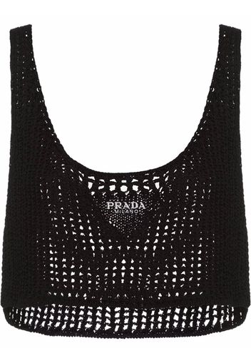 Prada open-knit crop top - Schwarz