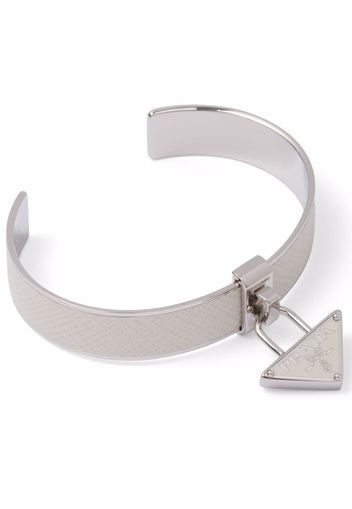 Prada triangle logo charm cuff bracelet - Silber