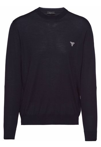 Prada embroidered-logo wool jumper - Blau