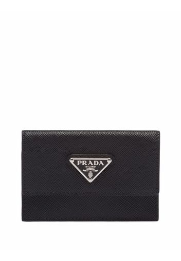Prada triangle-logo Saffiano leather cardholder - Schwarz