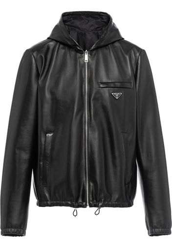 Prada Wendbare Lederjacke mit Kapuze - Schwarz