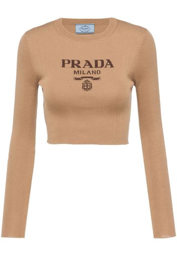 Prada Pullover mit Logo-Print - Braun