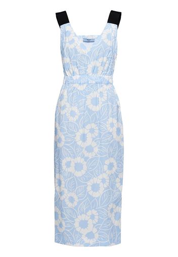 Prada Midikleid mit Blumen-Print - Blau