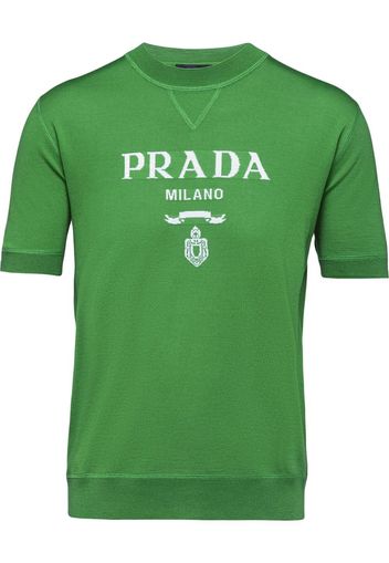 Prada intarsia logo knitted top - Grün