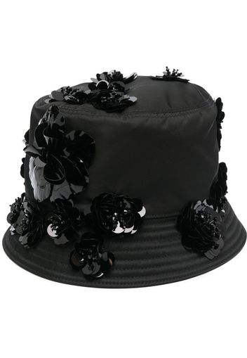 Prada Re-Nylon floral-appliqué bucket hat - Schwarz