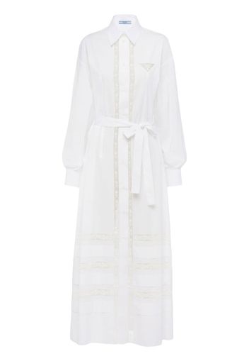 Prada lace-panel maxi shirtdress - Weiß