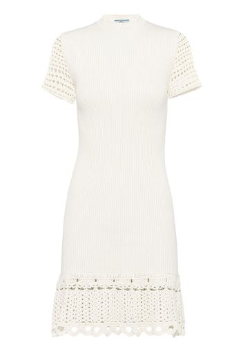 Prada crochet cotton mini dress - Nude