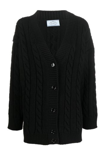 Prada V-neck cable-knit cardigan - Schwarz