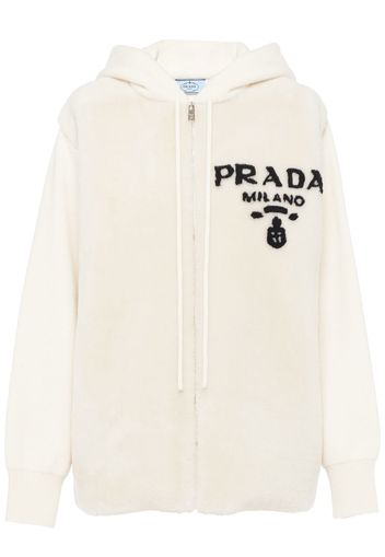 Prada oversized cashmere zip-front hoodie - Weiß