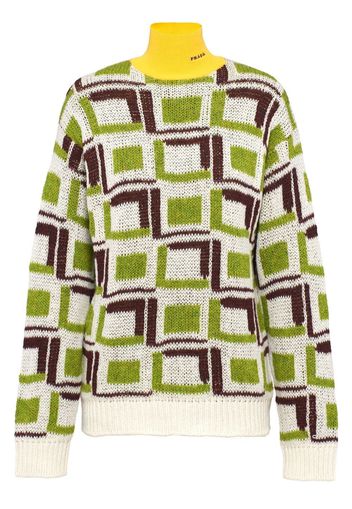 Prada intarsia knit turtleneck wool sweater - Grün