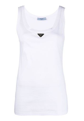 Prada logo-plaque sleeveless vest top - Weiß