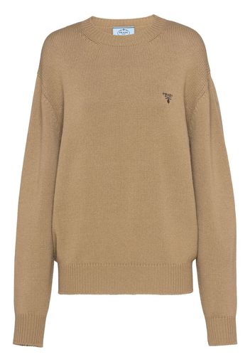 PRADA logo-embroidered cashmere jumper - Nude