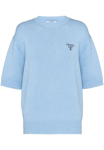 PRADA half-sleeves cashmere jumper - Blau