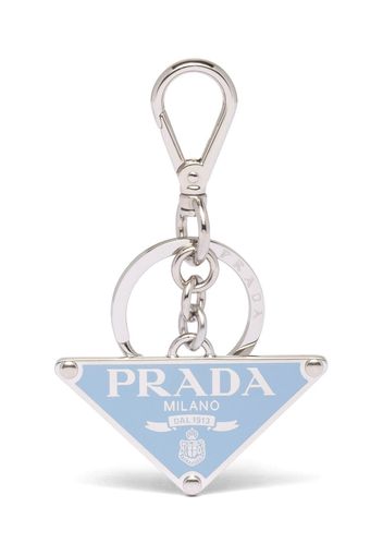 Prada logo-plaque clasp-fastening keyring - Silber