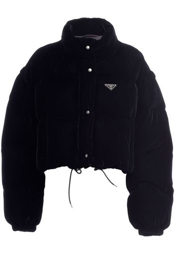 Prada detachable-sleeve cropped puffer jacket - Schwarz