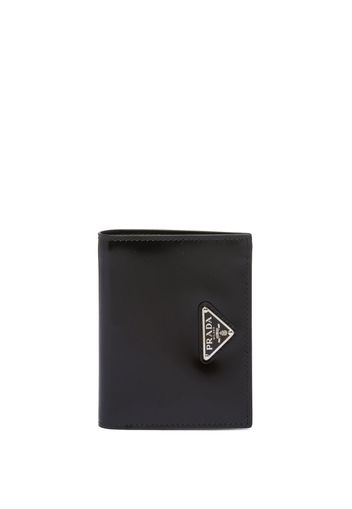 Prada logo-plaque leather wallet - Schwarz