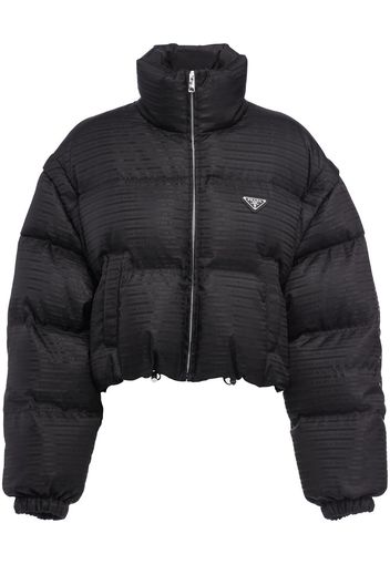 Prada detachable-sleeve cropped puffer jacket - Schwarz