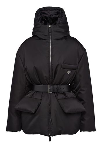 Prada Re-Nylon belted hooded jacket - Schwarz