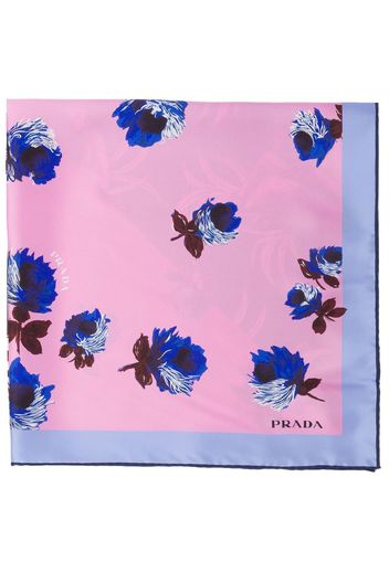 Prada Seidenschal mit Blumen-Print - Rosa