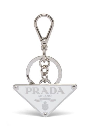 Prada logo-plaque clasp-fastening keyring - Silber