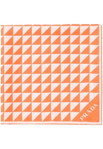 Prada patterned twill scarf - Orange