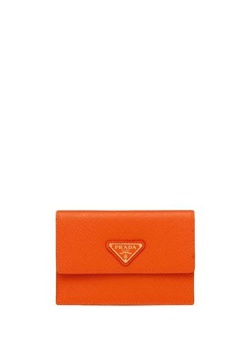 Prada logo saffiano leather briefcase - Orange