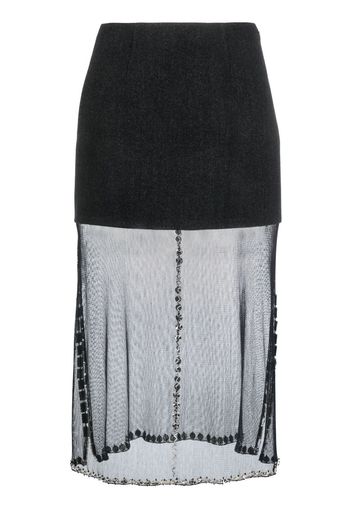 Prada crystal-embellished layered midi skirt - Grau