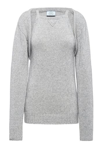 Prada layered knitted top and cardigan set - Grau