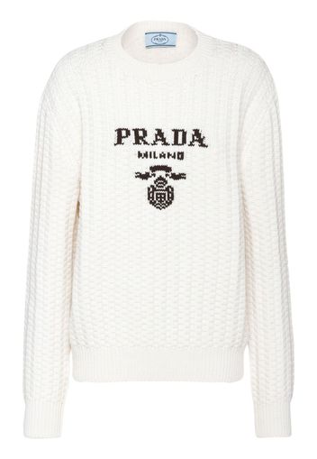 Prada logo cashmere crew-neck jumper - Weiß