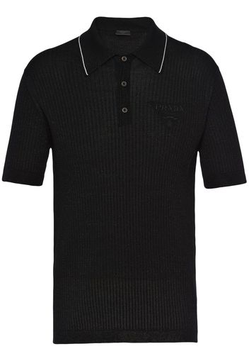 Prada cashmere and lamé polo shirt - Schwarz