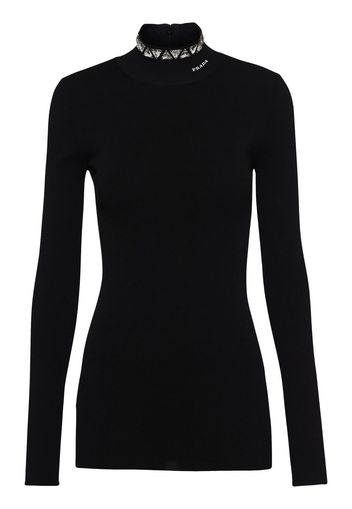 Prada crystal-embellished funnel-neck jumper - Schwarz