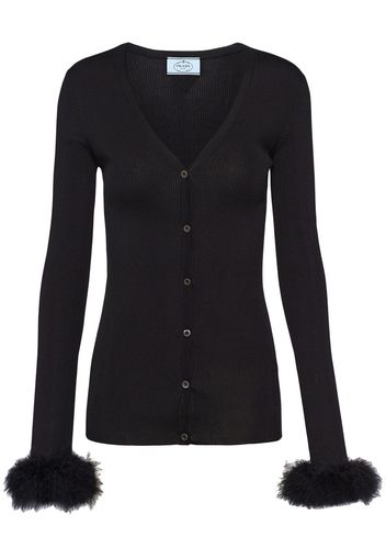 Prada Gerippter Cardigan - Schwarz