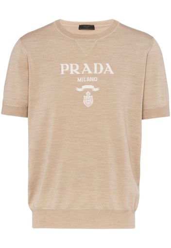 Prada Strickpullover mit Intarsien-Logo - Nude