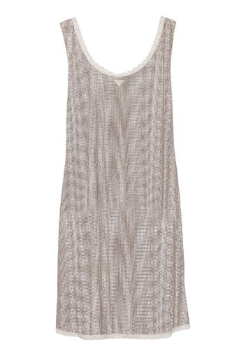 Prada rhinestone-embellished mesh minidress - Nude