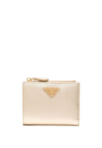 Prada logo-plaque leather wallet - Gold