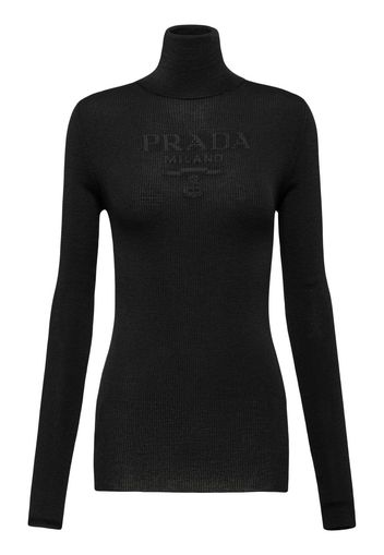 Prada Gerippter Pullover mit Stehkragen - Schwarz