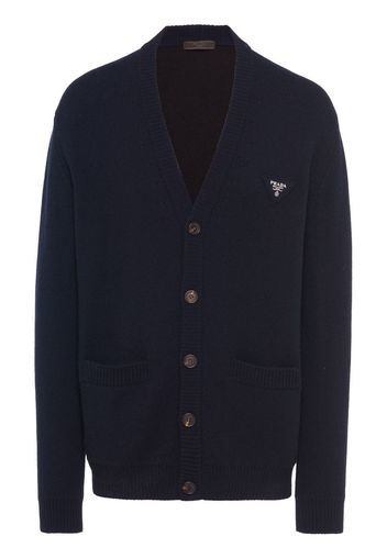 Prada Cardigan aus Kaschmir mit Logo - Blau