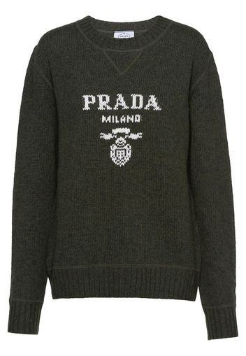 Prada Pullover mit Logo-Print - Grün