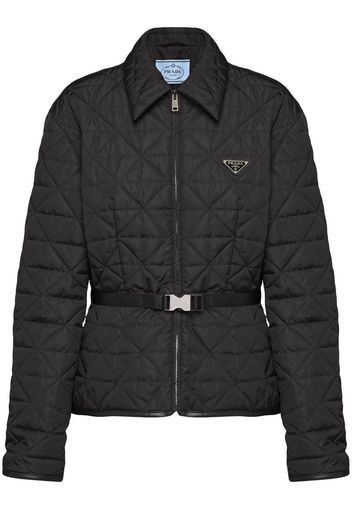 Prada quilted belted jacket - Schwarz