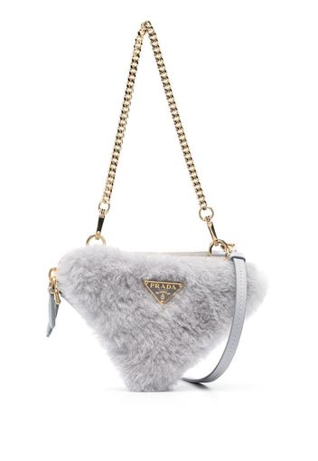 Prada Mini Shearling-Tasche - Blau